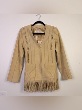 Coldwater Creek | Tan Suede Fringe Jacket XS Western Boho